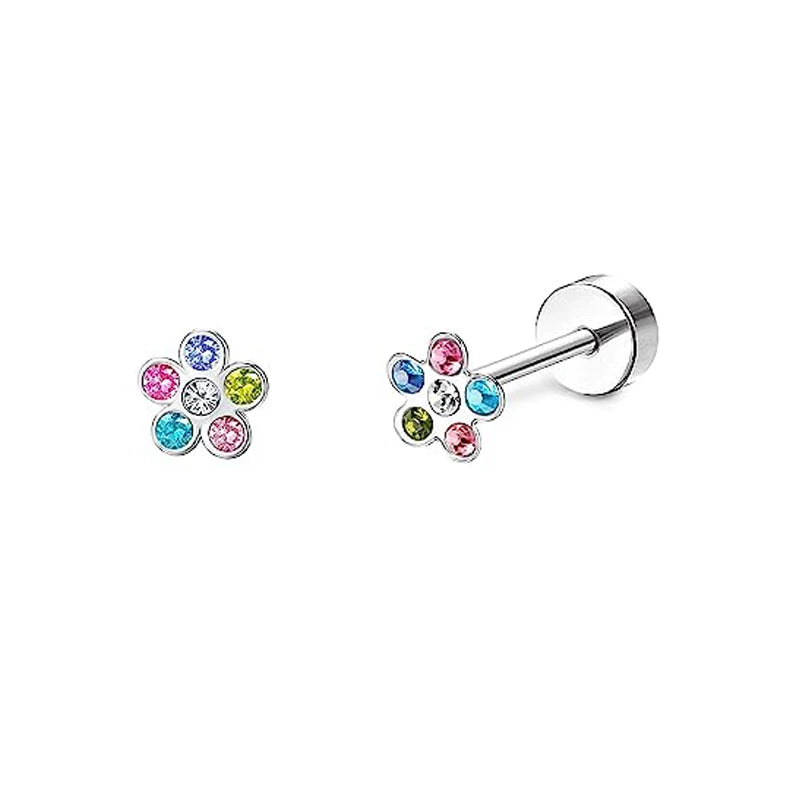 2pcs/lot 20G Star Heart Butterfly Stud Earring for Women Stainless Steel Crystal Earr alternate view