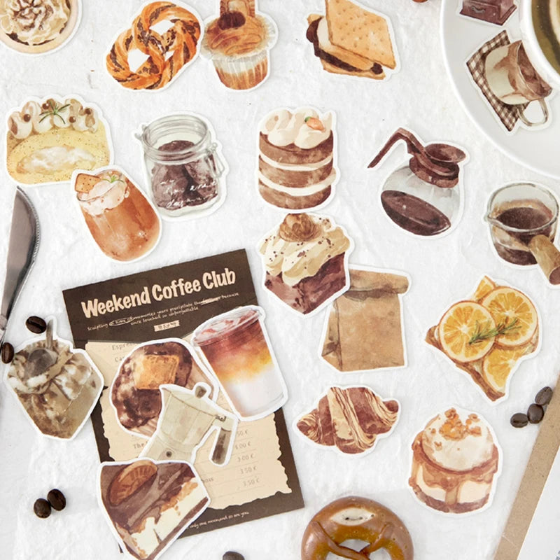 Mr.Paper Sweet Collection Washi Stickers | 50 Watercolor Food & Coffee Stickers for Jour detail view