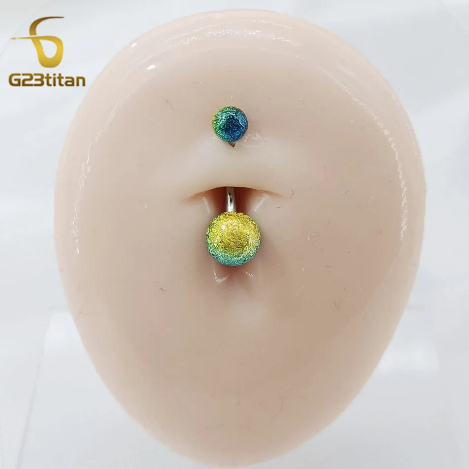 Fashion Titanium Steel Barbell Belly Button Rings 6-16mm Colorful Acrylic Ball Pierci lifestyle view