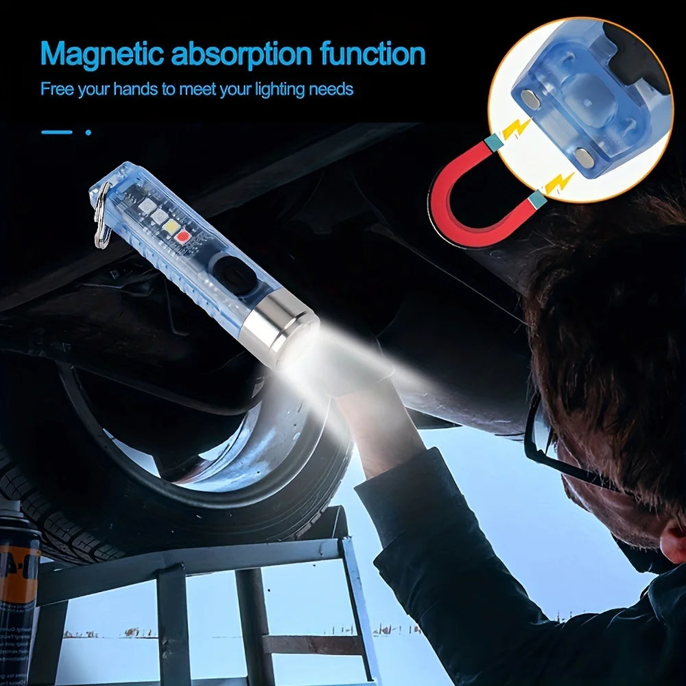 Mini Keychain Light | Portable LED Flashlight with USB Charging close-up view