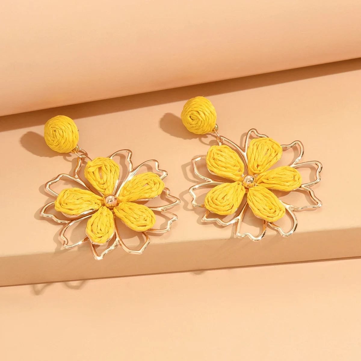 Bohemian Flower Drop Earrings | Handmade Summer Jewelry for Women close-up view