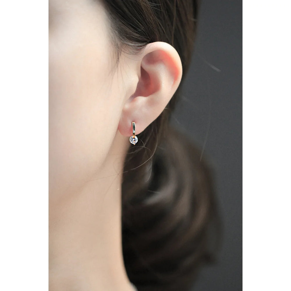 925 Silver Needle Simple Shiny Zircon Earrings Gold Plating Jewelry Crystal Stud Earr alternate view