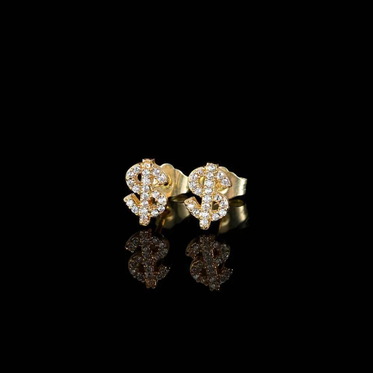 Stainless Steel Zircon Dollar Stud Earrings for Men Women Piercing Earrings Jewelry f lifestyle view