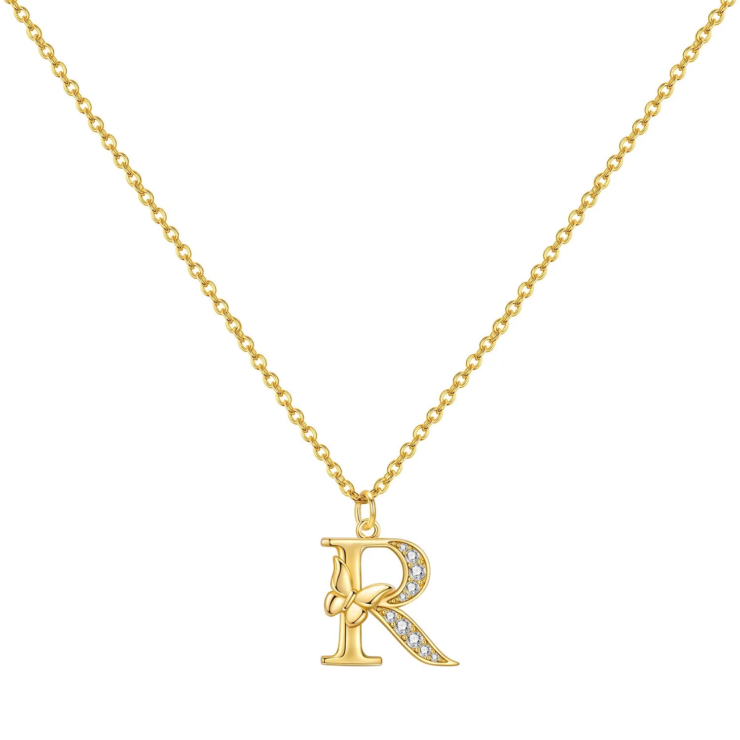 925 Sterling Silver Butterfly Initial Necklace | 26 Letter Y-Shaped Pendant for Women lifestyle view
