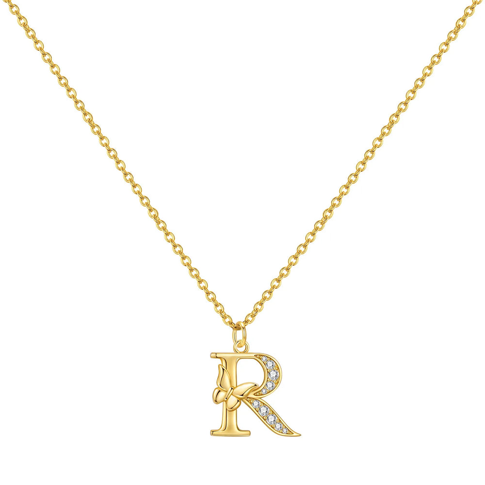 925 Sterling Silver Butterfly Initial Necklace | 26 Letter Y-Shaped Pendant for Women lifestyle view