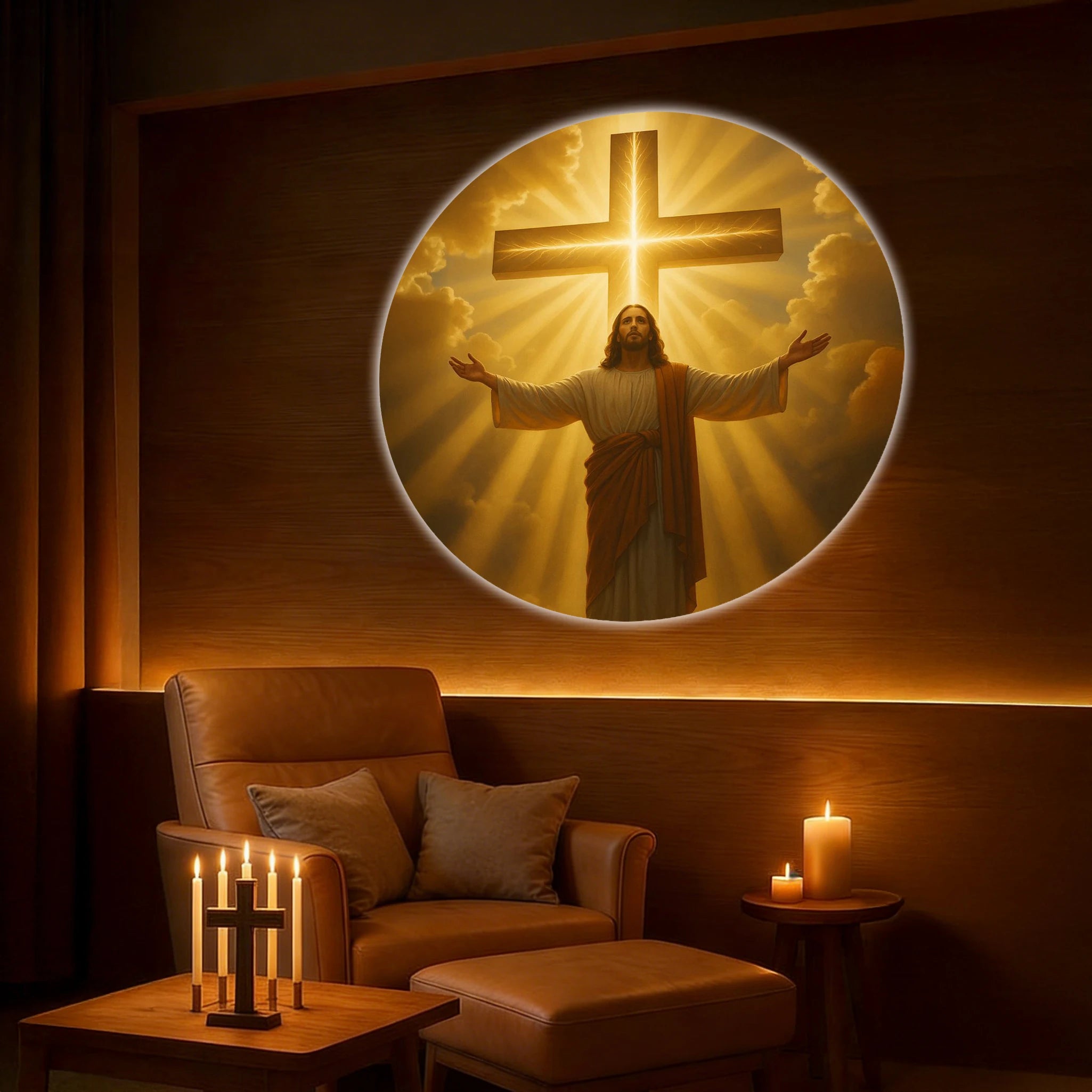 God and Jesus Pattern Projection Light | Six Rotating Religious Ceiling Decor close-up view