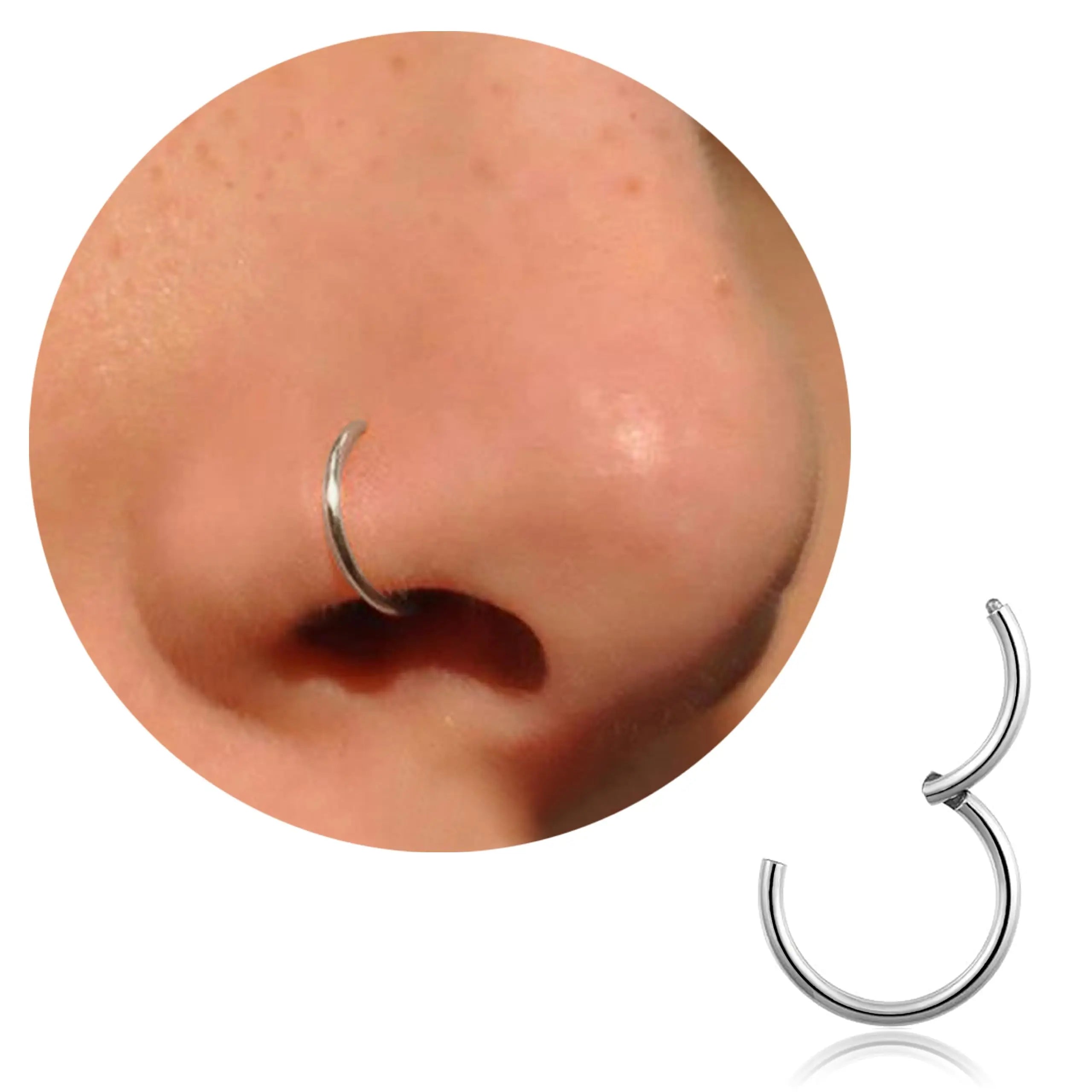 18G 316L Surgical Steel Nose Ring Hoop, Cartilage Hoop Earrings for Women Men Piercing J detail view