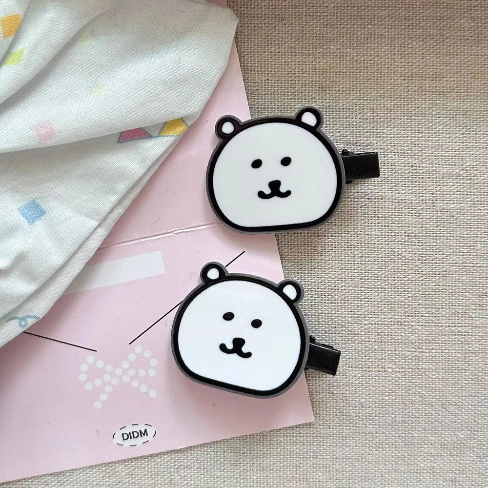 Cute Heart Bear Duckbill Hair Clip | Seamless Bangs Clip for Girls close-up view