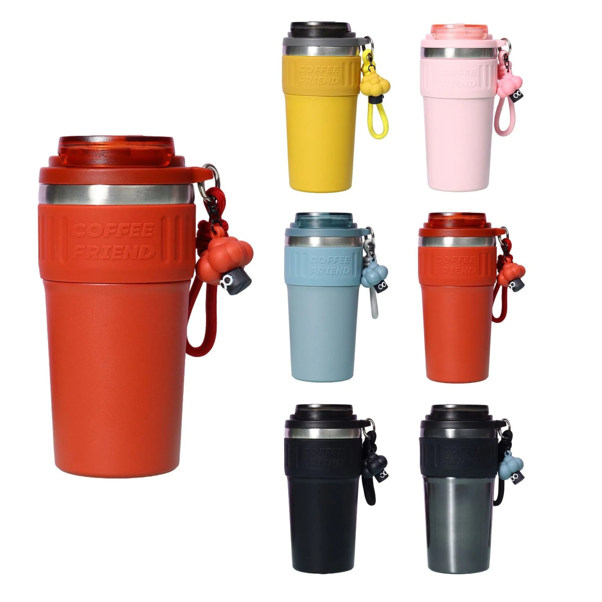 New Travel Coffee Tumbler Thermos Mug Easy Carry Steel Double Wall Tea Coffee Vacuum Fla detail view