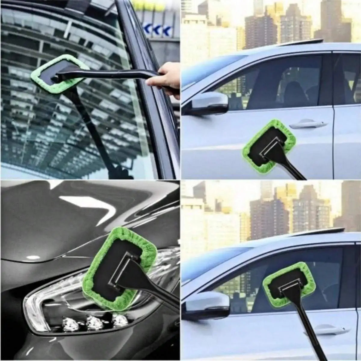 Car Windshield Cleaning Tool, Telescopic Handle Window Cleaner with Washable Microfib lifestyle view