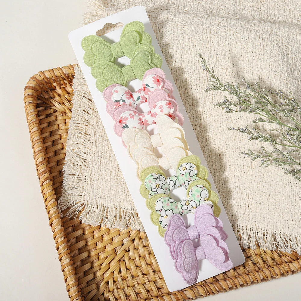 10PCS/Set New Fabric BB Hair Clip Children's Girls' Teenagers' Side Bangs Clip Girls' Party Daily Decoration Hair Accessories