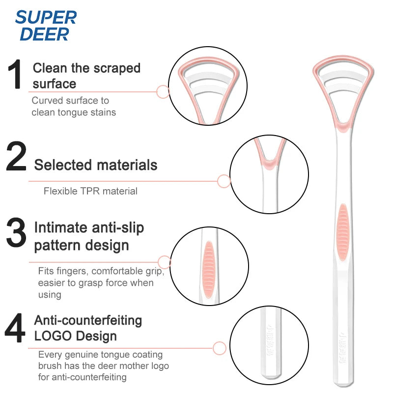 Super Deer Silicone Tongue Scraper 1Pcs Macaron Color Tonger Brush Cleaning Tools Toothbrush Oral Care Fresh Breath Safe Clean