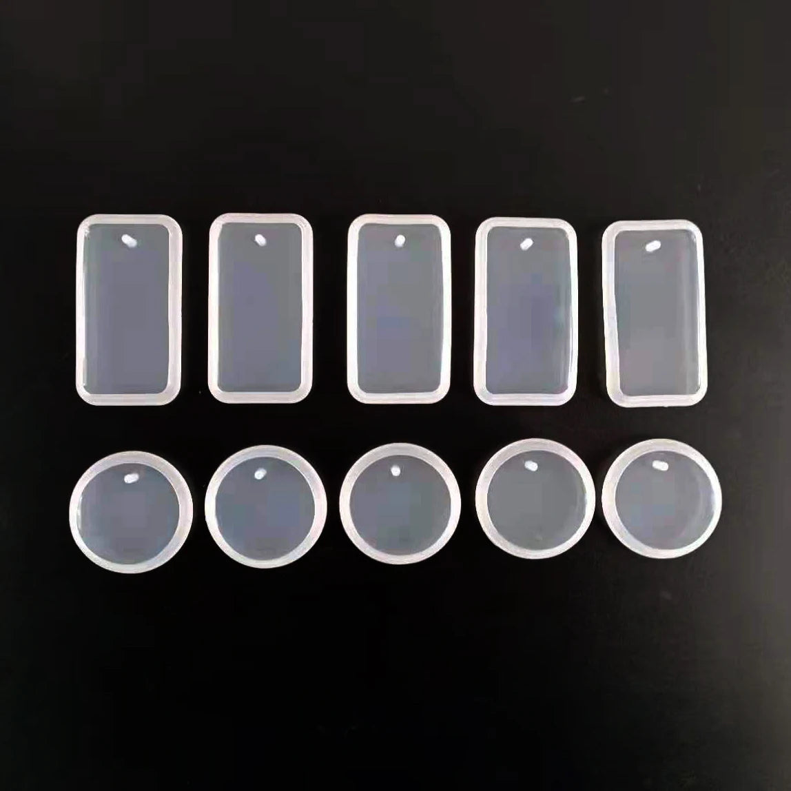 1/6/10pcs DIY Keychain Pendant Silicone Mold Set Crystal Epoxy Resin Mold Round Recta lifestyle view