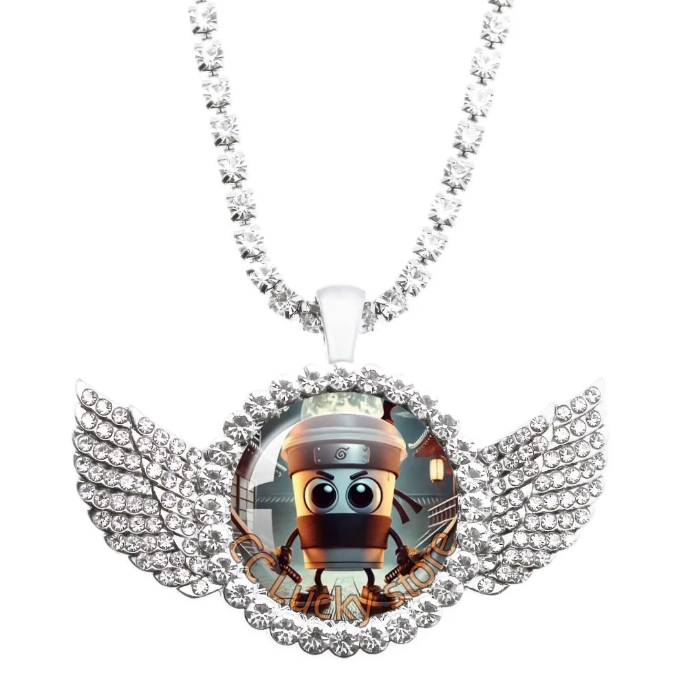 25mm Angel Wing Necklace | Italian Brainrot Pendant Funny Animal Jewelry Gift detail view