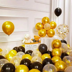 16pcs Black Metallic Sequin Glitter Balloons | Party Decoration Set close-up view