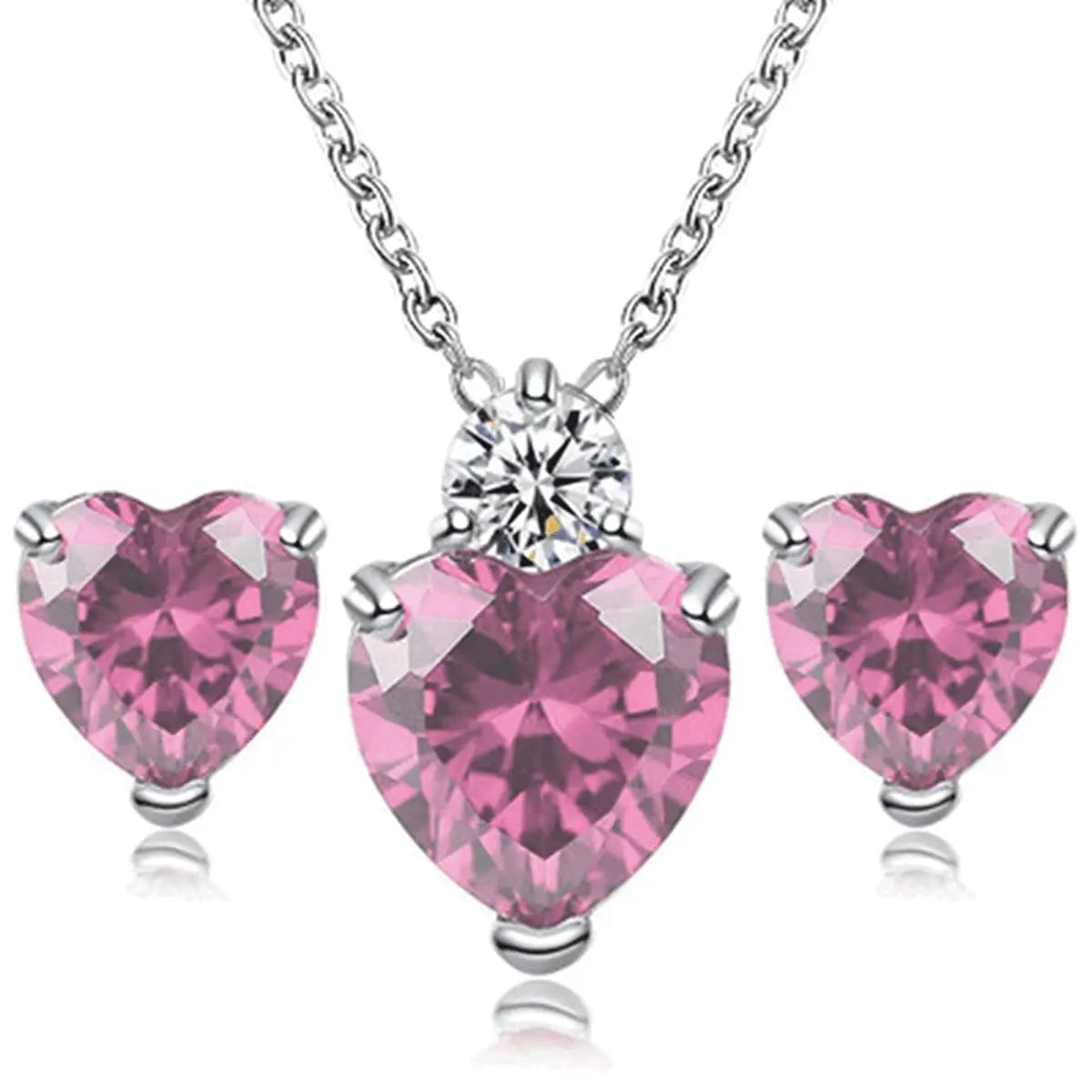 Fashion Silver Color Necklace Earrings Cubic Zirconia Jewelry Sets Elegant Crystal additional angle