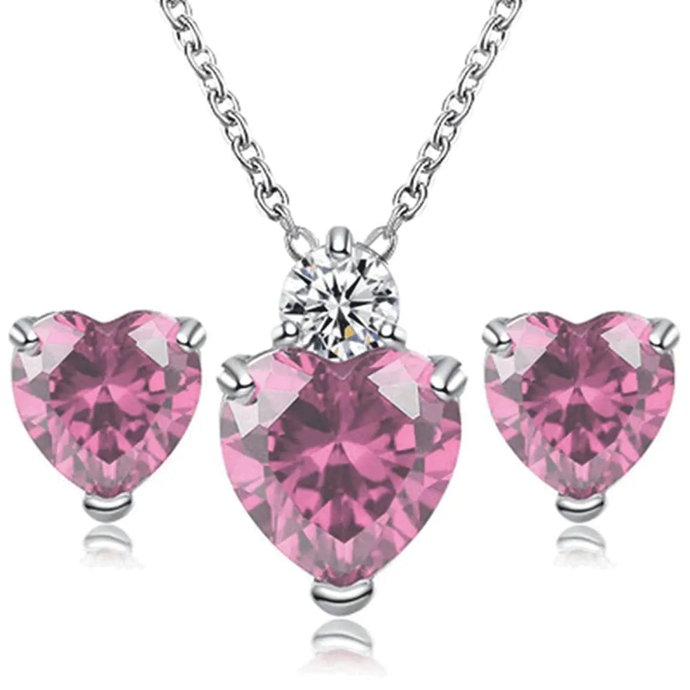 Fashion Silver Color Necklace Earrings Cubic Zirconia Jewelry Sets Elegant Crystal additional angle
