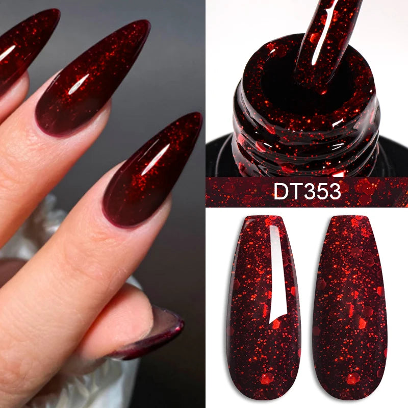 MEET ACROSS 7ml Wine Red Gel Nail Polish Long-Lasting French Style Gel Nail Supplies F close-up view