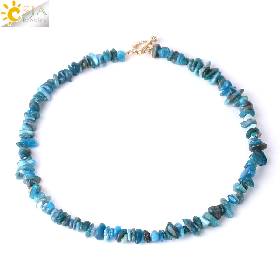 Natural Chip Stone Choker Necklace | Bohemia Crystal Bead Jewelry close-up view