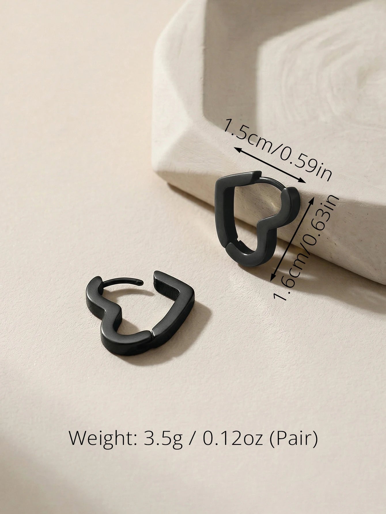 Unisex Stainless Steel Rectangular Hoop Earrings for Men Women Punk Rock Triangle Hugg close-up view