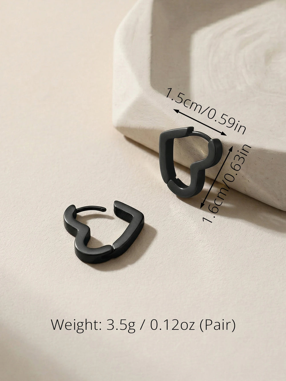 Unisex Stainless Steel Rectangular Hoop Earrings for Men Women Punk Rock Triangle Hugg close-up view