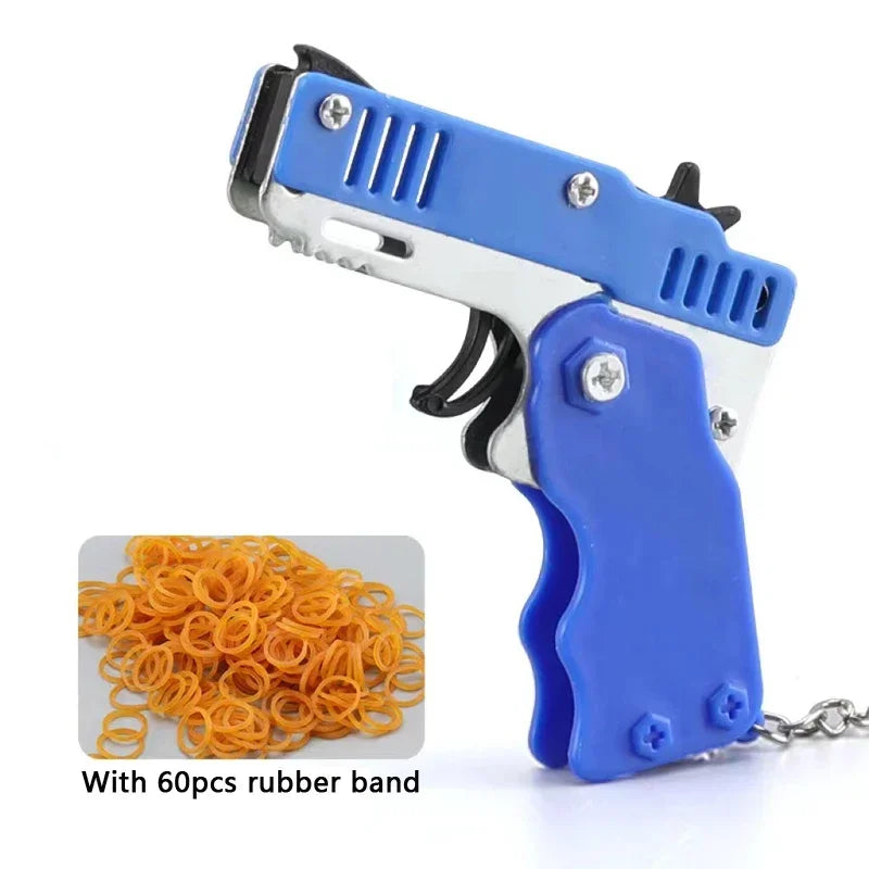 Keychain Gun 60 Pieces Rubber Band Shooter Children's Holiday Gift Outdoor Party Gift close-up view
