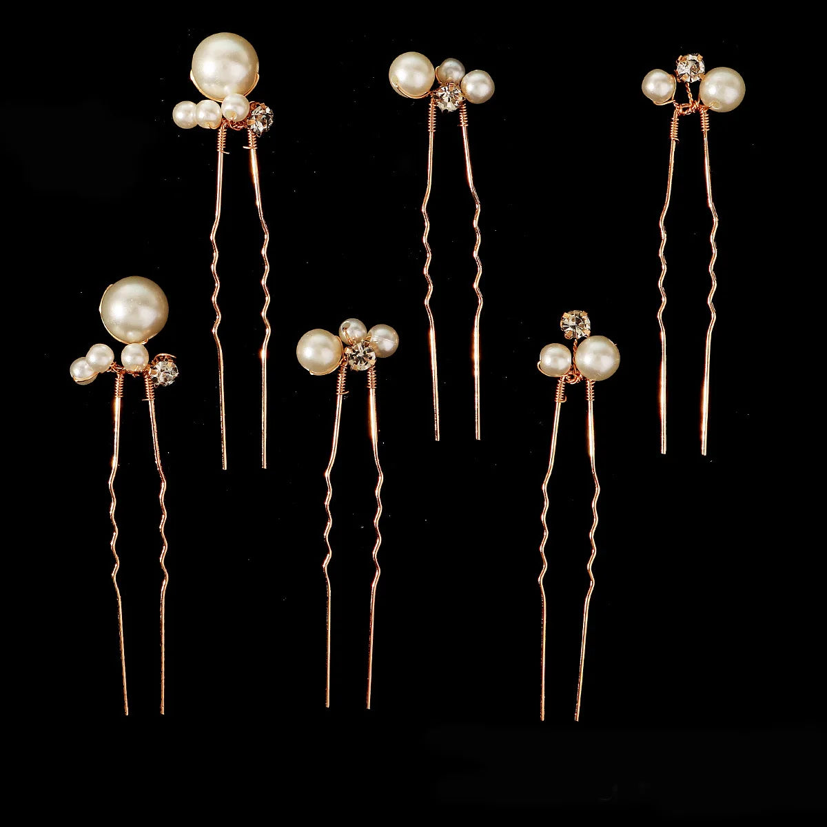 6PCS Popular Handmade Wedding Hair Pins Bridal Crystal Pearl Flower Hair Clip Bridal Hair Jewelry Accessories