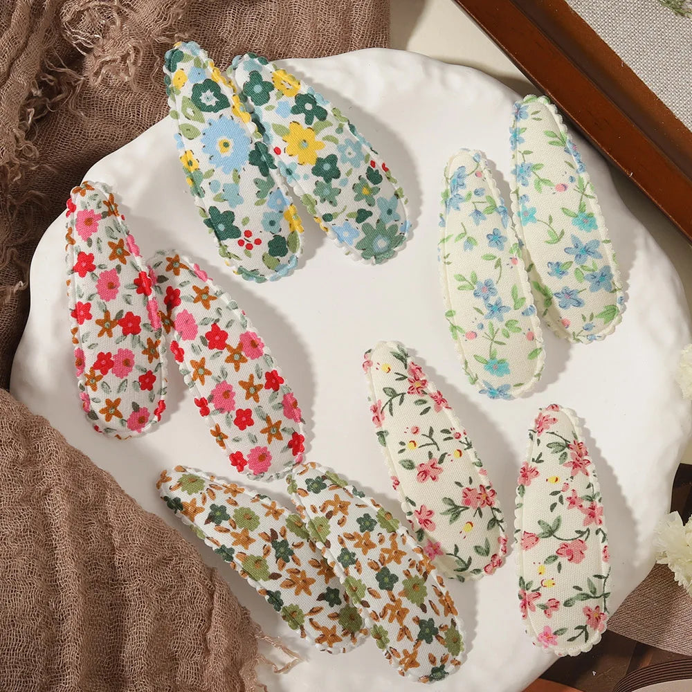 1 Set Printed Fabric Hair Clips Sweet Handmade BB Hair Clips Baby Girl Bangs Fixed Edge Clips Children's Hair Accessories Gifts