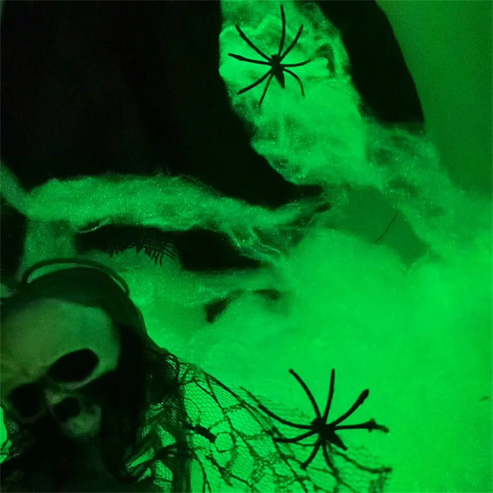 Halloween Decorations Artificial Spider Web Luminous Stretch additional angle