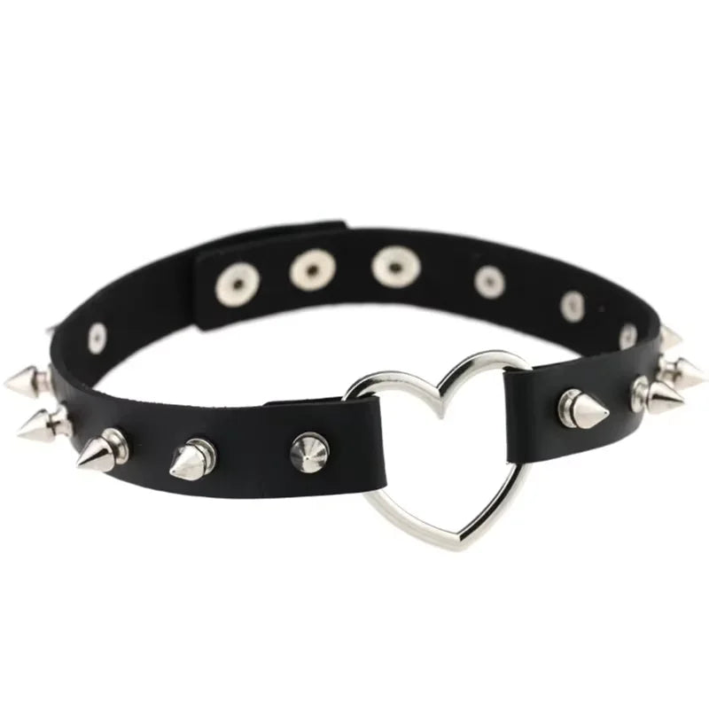 Pink Harajuku Gothic Spike Rivet Star Necklaces Collares Hip Hop Rock Black Bowknot PU L detail view