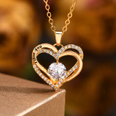 Vnox Heart Necklace for Women, Birthstone Heart I Love You Jewelry Necklaces for Mom Girlfriend Wife