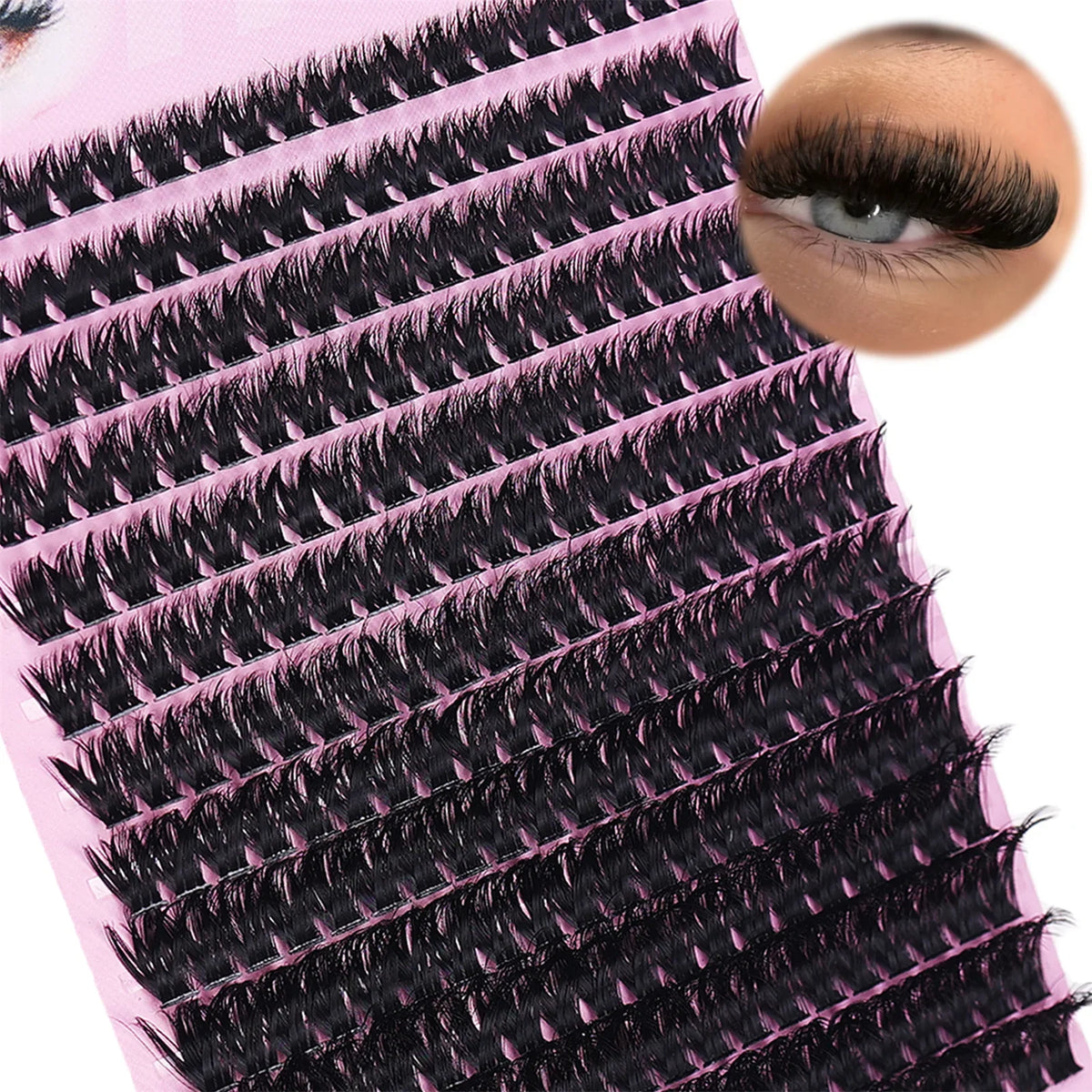 Simple Self-Graft Handmade 80D D Curl Individual Lashes 280Pcs 8-16mm Dense Clusters For Makeup Newb