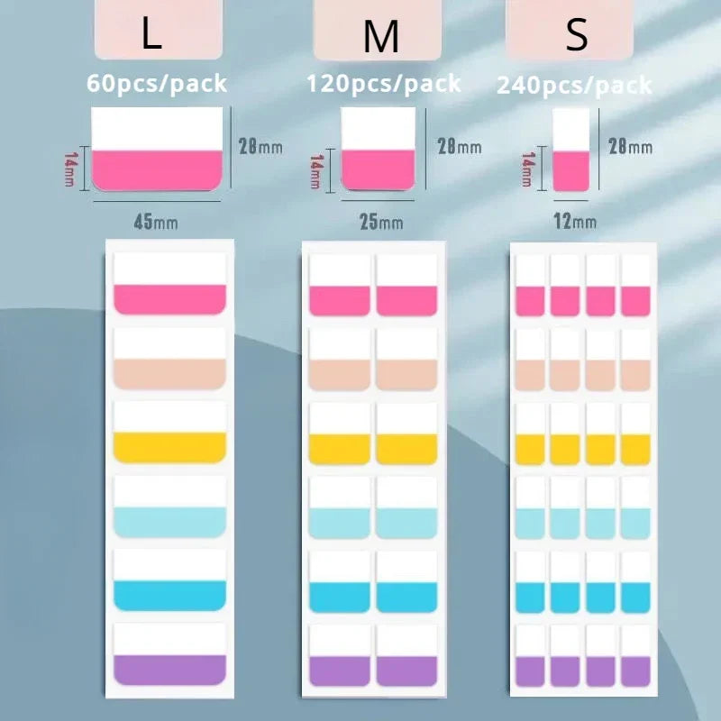 240/120/60PCS Multicolor Sticky Writable Repositionable Index Tabs for Pages additional angle