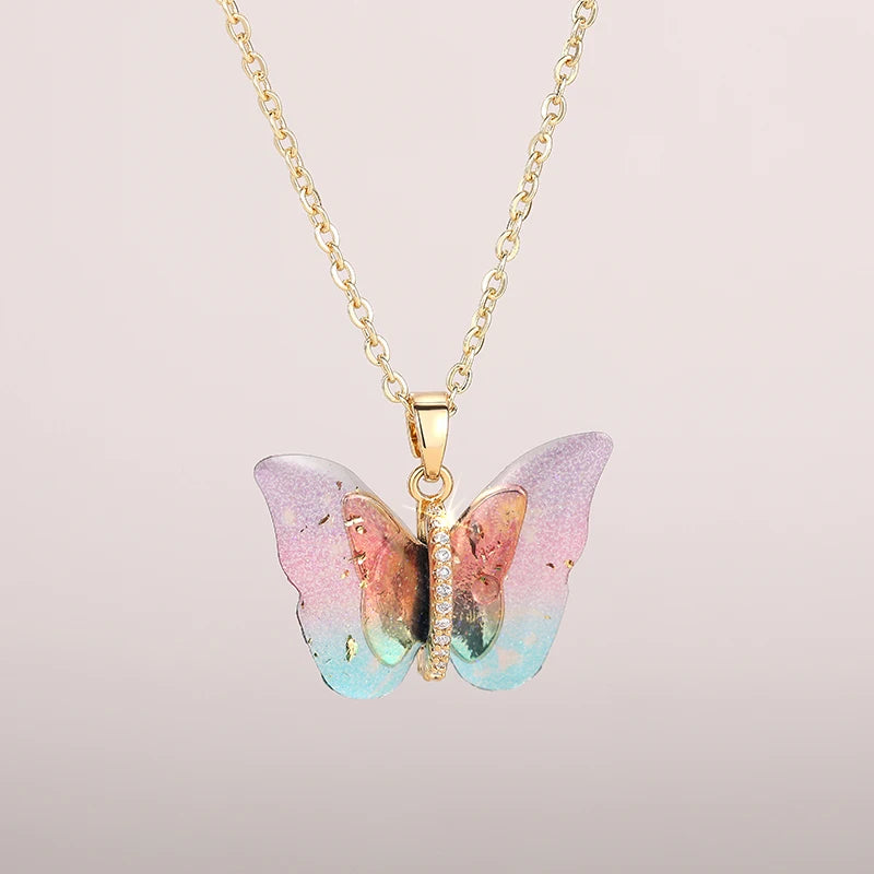 Huitan Butterfly Pendant Necklace for Women Fashion Party Daily Cute Animal Accessorie close-up view