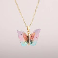 Huitan Butterfly Pendant Necklace for Women Fashion Party Daily Cute Animal Accessorie close-up view