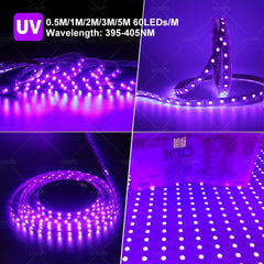UV LED Light Strip 395-405nm | Flexible Black Light for Glow Party alternate view
