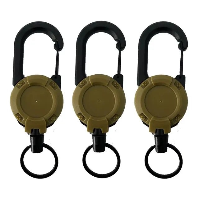 Retractable Heavy Duty Pull Reel Carabiner Key Chains Strong Steel Wire Rope Buckle Spri detail view