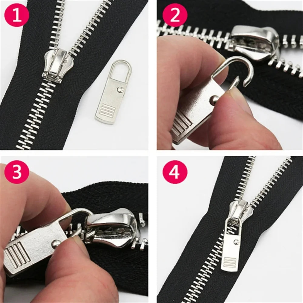 5pcs black Detachable Zipper Pull, Replacement Zipper Accs For jeans & Backpack, sewing detail view