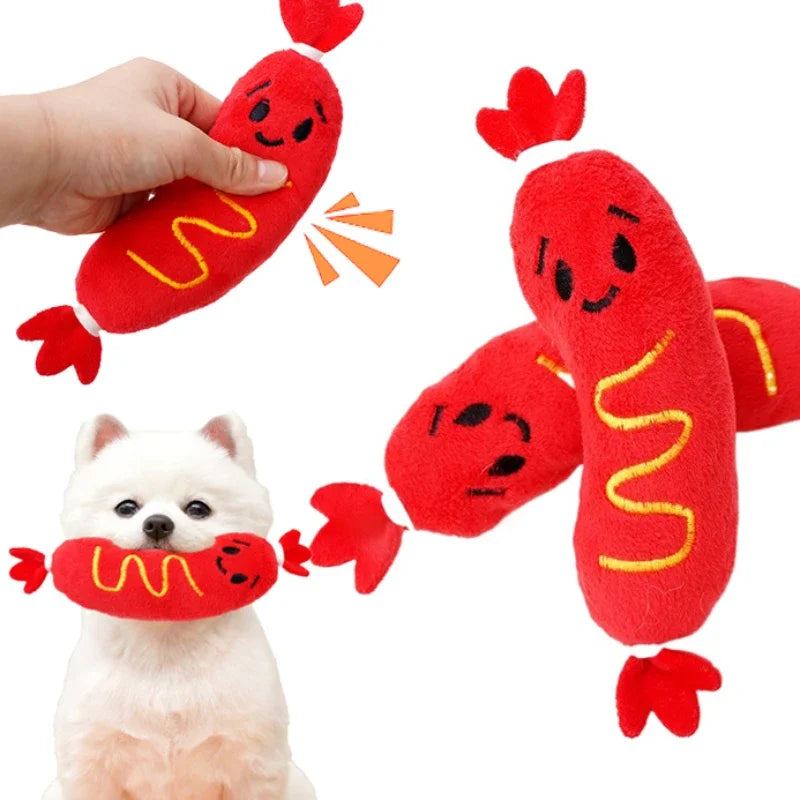 Plush Toy Dog Chewing Toy Pet Grinding Teeth Squeaky Puppy Bite-resistant Interactive Chew Toy