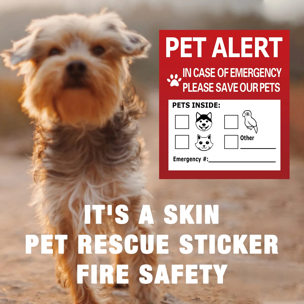 Pet Alert Stickers | Emergency Pet Rescue Window Decals (4 Pack) lifestyle view