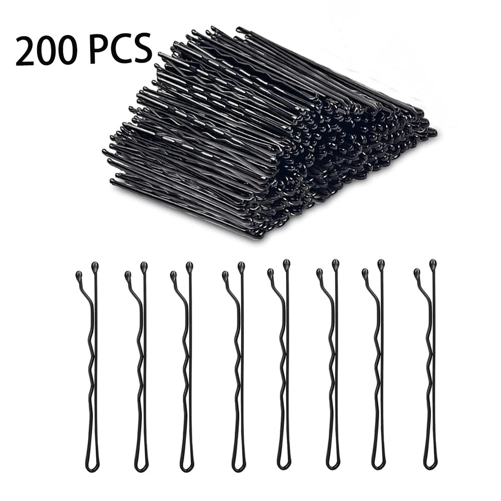 50/100/200Pcs Bobby Pins Black Hair Pins Premium Wavy Black Bobby Pins Hair Clips Suitab detail view