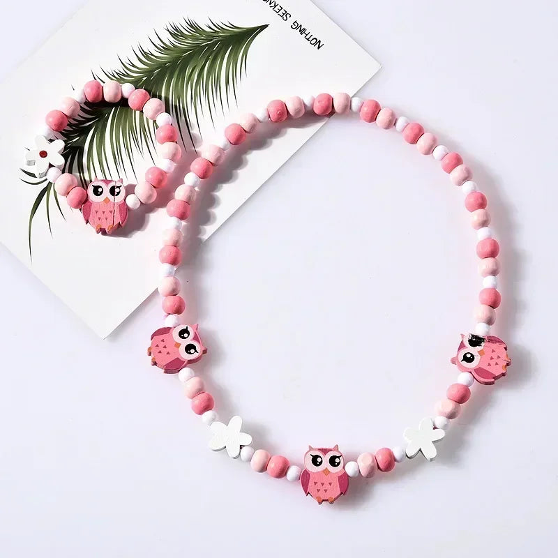 Girl Beads Toys Necklace and Bracelet Set for Girls | Unicorn Princess Jewelry Gift close-up view