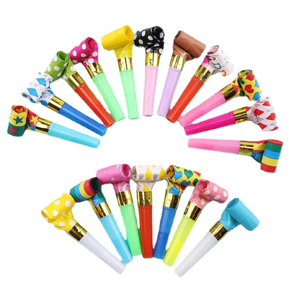 10-20PCS Colorful Whistles Funny Toy Blowing Dragon Whistle Blow Roll Toys Party Game lifestyle view