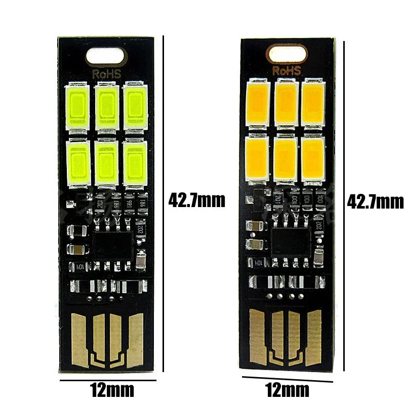 Mini USB Card Light | 6 LED Touch Dimming Keychain Night Light additional angle