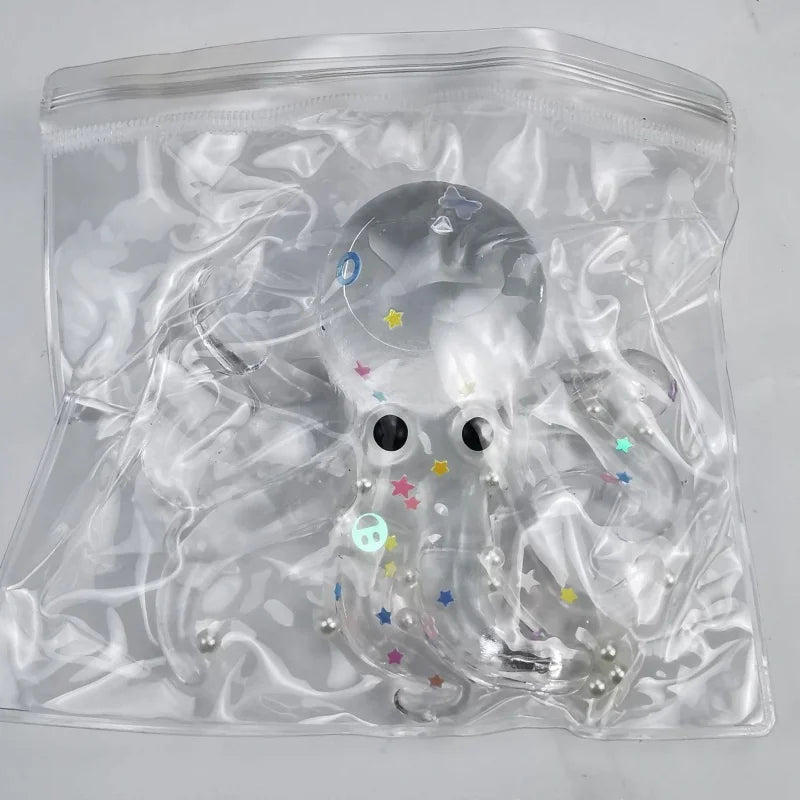 Glitter Octopus Taba Squishy Sugar Ball | Cute Animals Squeeze Fidget Sensory Toy close-up view