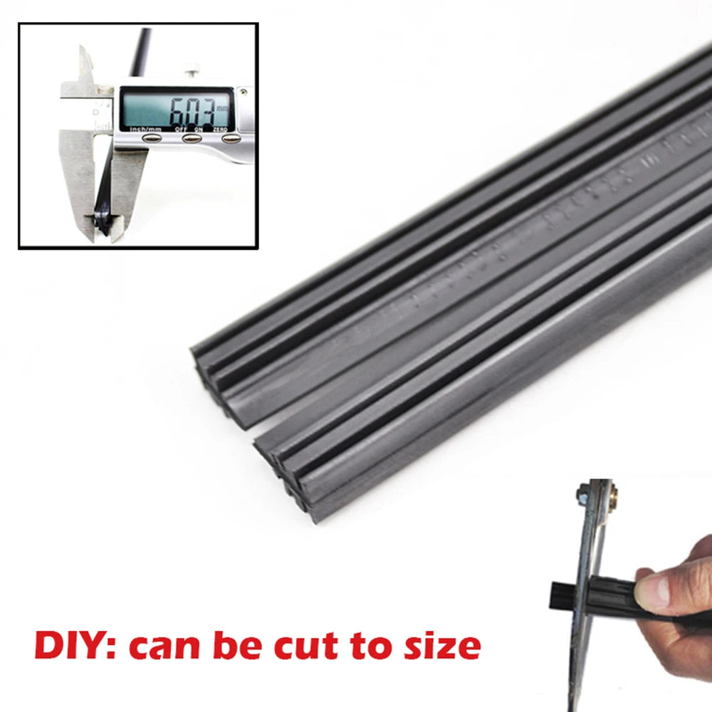2Pc Bracketless Wiper Blade Refill 6mm 24" 26" Rubber