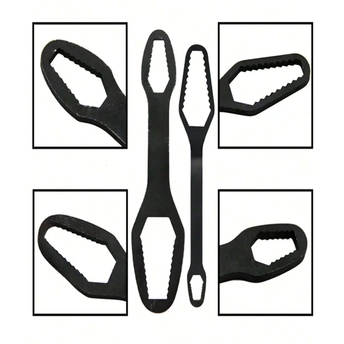 Adjustable Self-Tightening Double Head Wrench | Multi-Functional Tool for Cars, Bic additional angle