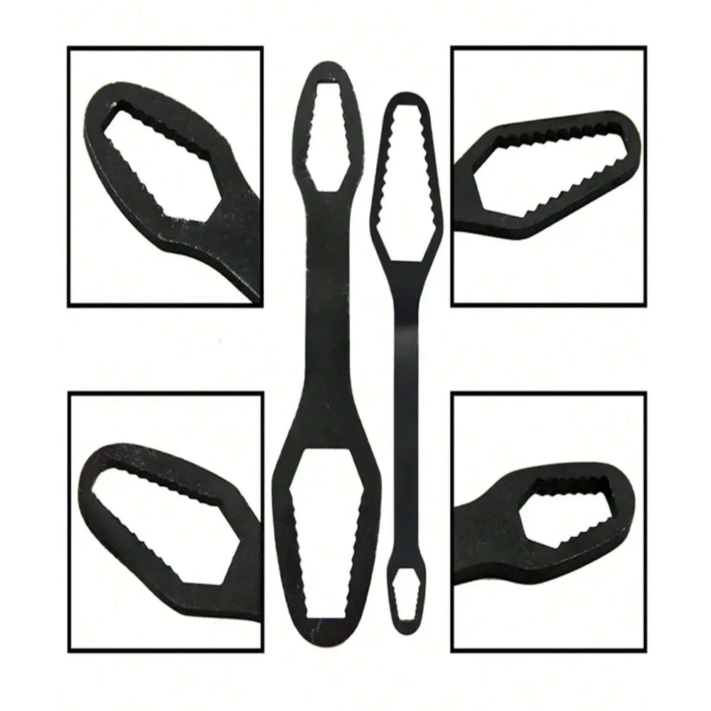 Adjustable Self-Tightening Double Head Wrench | Multi-Functional Tool for Cars, Bic additional angle