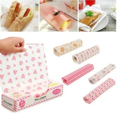 50Pcs Food Grade Wax Paper Wrap | Non-Stick Greaseproof Kitchen Paper for Sandwiches Burgers Fries B