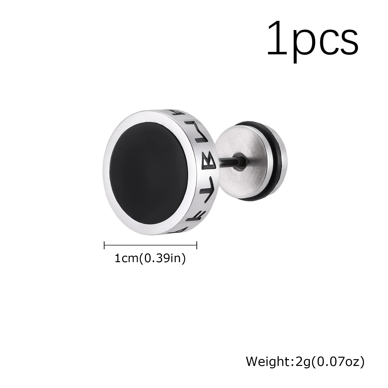Vintage Gothic Norse Viking Stud Earrings for Men Boys, Rock Punk Runes Round Earring lifestyle view